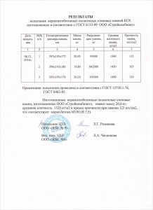 Протокол испытаний полнотелых блоков